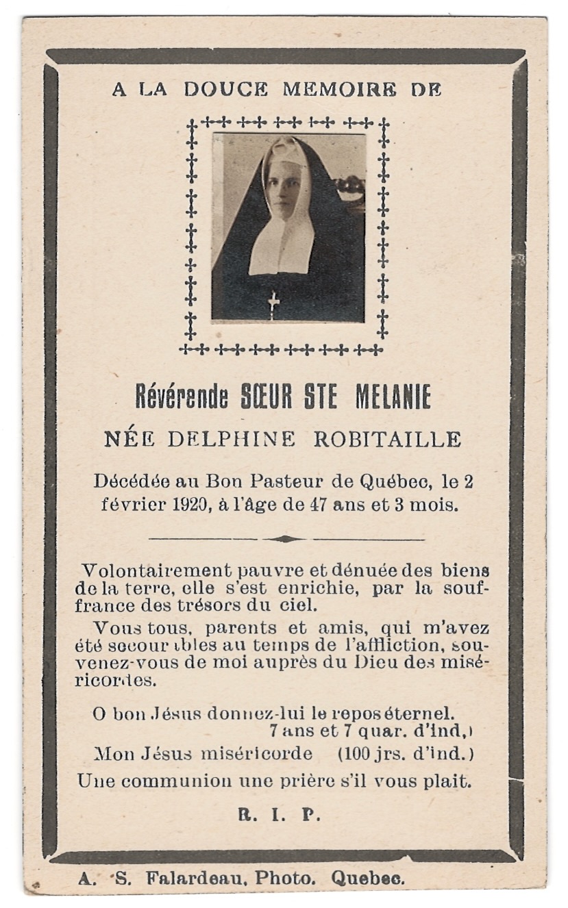 1920C   Reverende Soeur Ste Melanie (Delphine Robitaille)