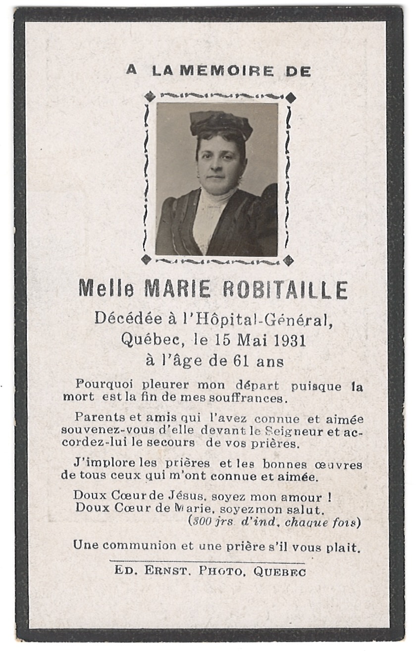 1920C   Reverende Soeur Ste Melanie (Delphine Robitaille)